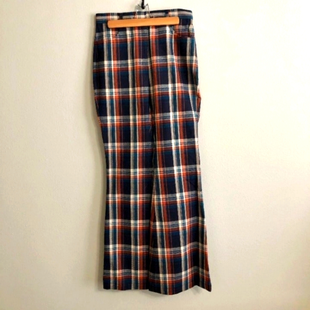 Petersyn Fabio Tartan Plaid Wide Leg High Rise Trousers Pants